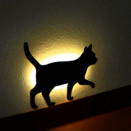 Słodki Kociak Akrylowy Kinkiet Kontrola Dźwięku Lampa Led Lampka Nocna Do Salonu