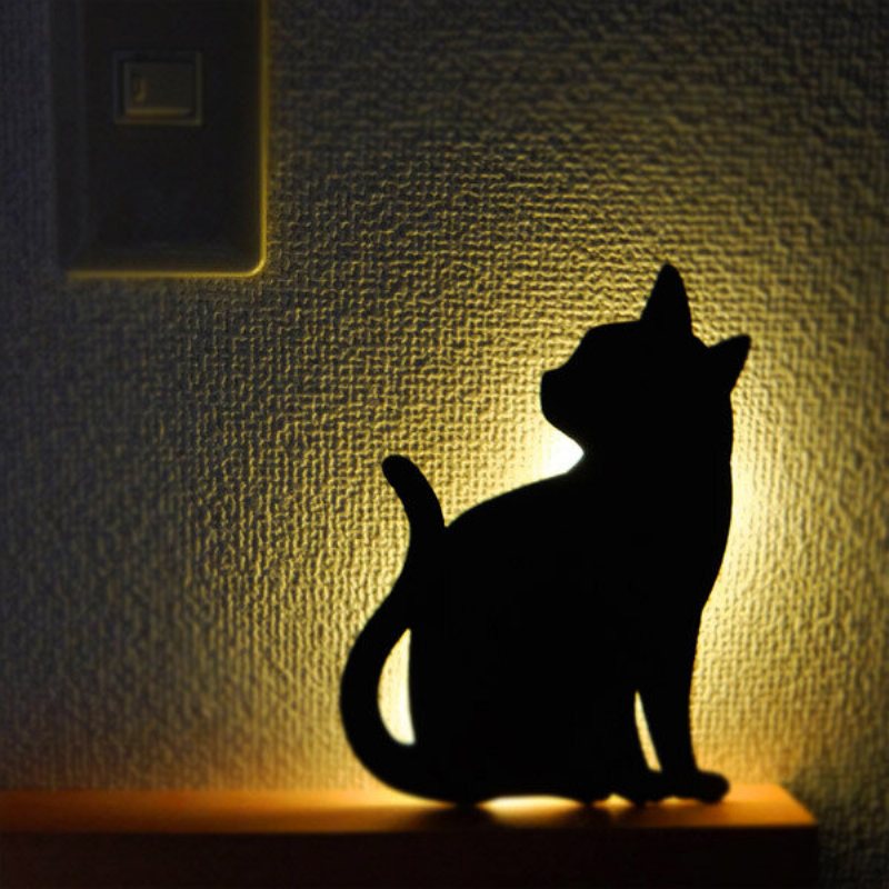 Słodki Kociak Akrylowy Kinkiet Kontrola Dźwięku Lampa Led Lampka Nocna Do Salonu