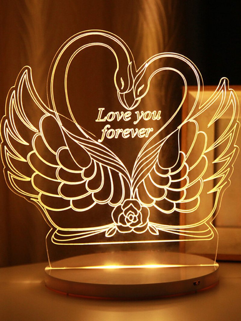 Swan 3d Led Night Light Sterowanie Dotykowe Zasilane Przez Usb Christmas Valentine Gift Home Decor