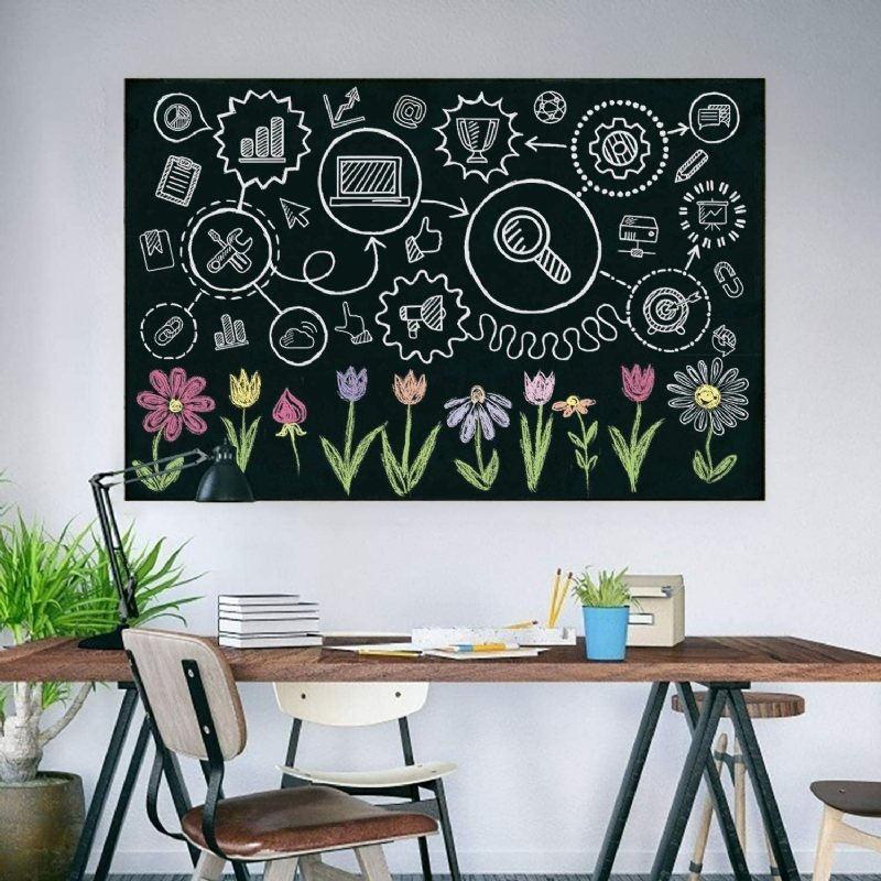 Tablica Winylowa Naklejka Ścienna Samoprzylepna Tapeta Papier Przylepny Nauczanie Do Szkoły Biuro Strona Główna Nowoczesna 200x60cm