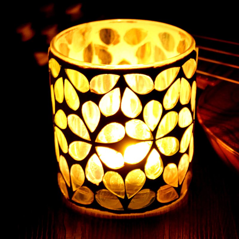 Tea Light Świecznik Szklana Mozaika Festiwal Ślubny Prezent Home Bar Decor