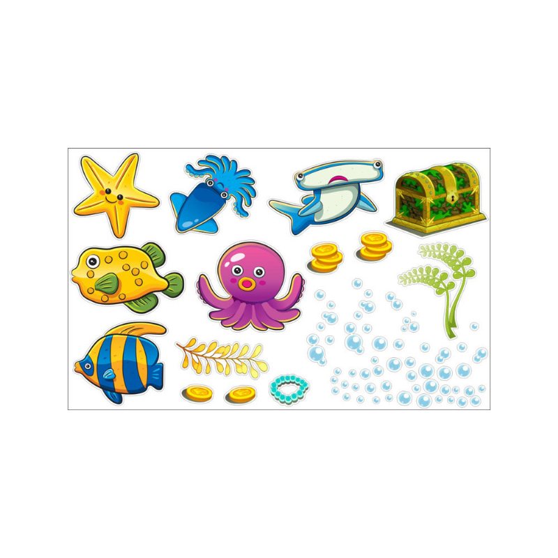 Tropical Cartoon Fish Sea Bubble Ocean World Zdejmowana Ściana Naklejka Łazienkowa Szklane Pasty Decor