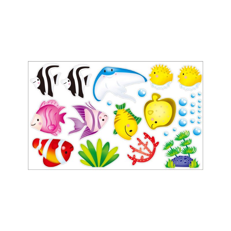 Tropical Cartoon Fish Sea Bubble Ocean World Zdejmowana Ściana Naklejka Łazienkowa Szklane Pasty Decor