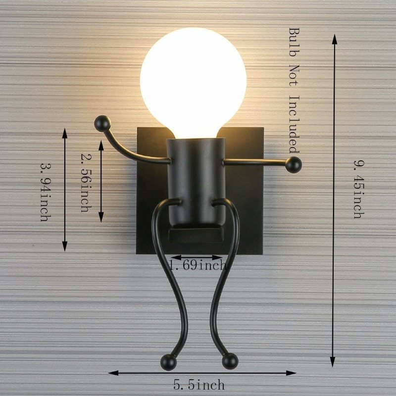 Vintage Industrial Splink Wall Light Robot Kinkiet Z Oprawką E27 Bary Domowe Restauracje