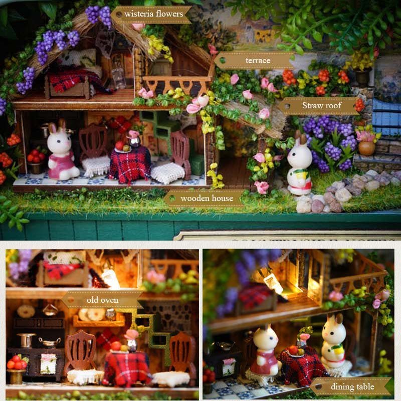 Wiosenny Ogród Diy Prezent Na Boże Narodzenie Wykwintny Domek Dla Lalek Dla Dzieci Narzędzie Do Majsterkowania Drewniany Miniaturowy Zestaw