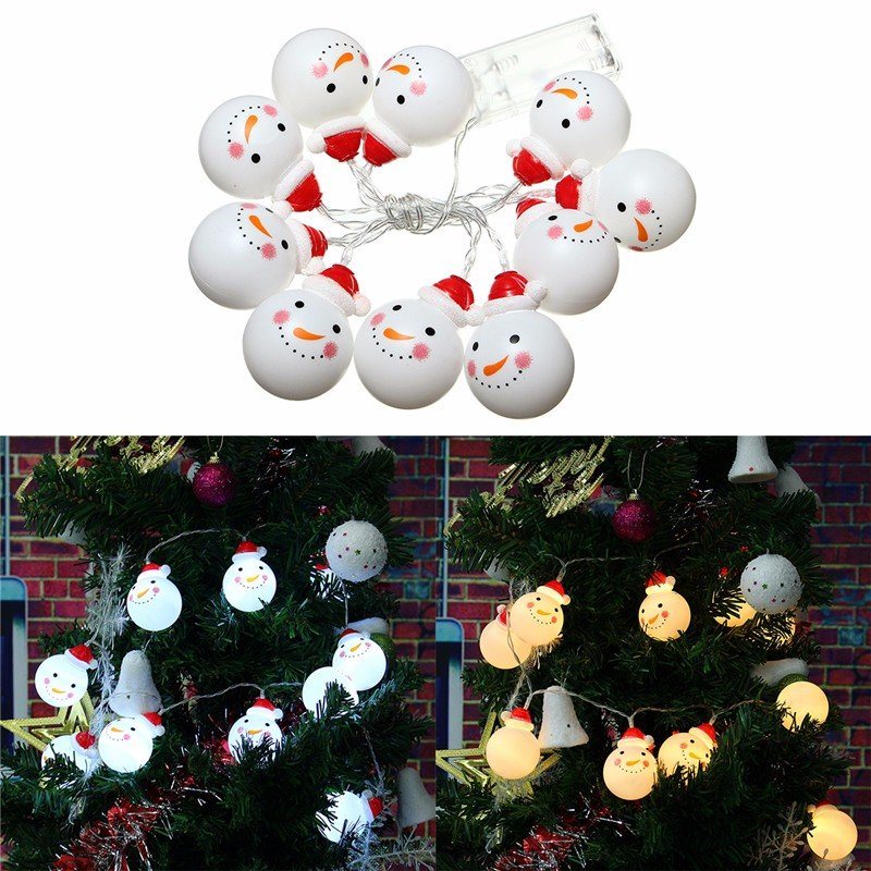 Zasilany Bateryjnie 1.2m 10led Snowman String Fairy Light Christmas Xmas Tree Lamp Decor