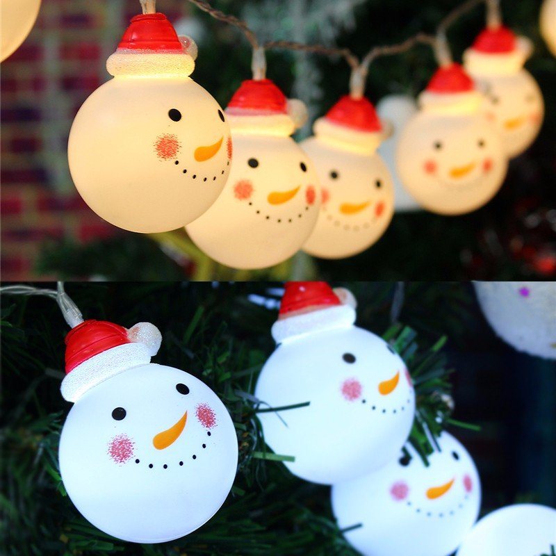 Zasilany Bateryjnie 1.2m 10led Snowman String Fairy Light Christmas Xmas Tree Lamp Decor