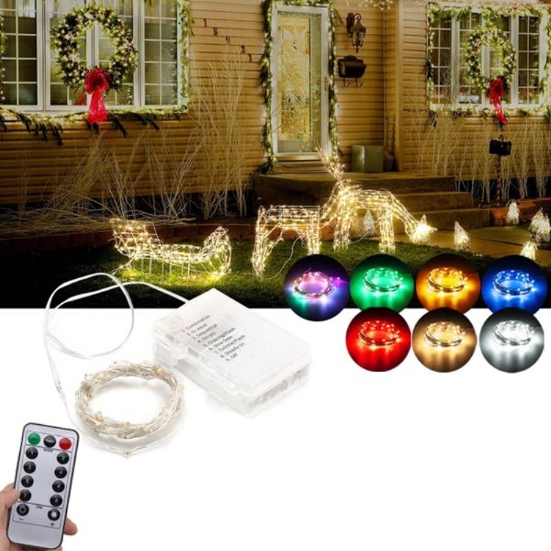 Zasilany Bateryjnie 5m 50leds Wodoodporny Fairy String Light Christmas Remote Control Home Decor