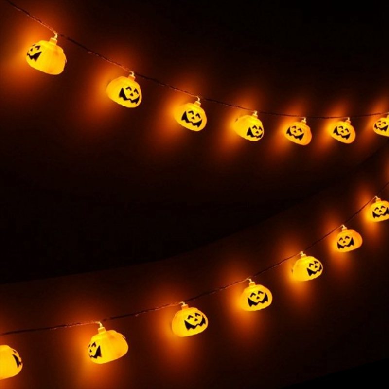 Zasilany Bateryjnie Szkielet Latarnia Dyniowa Czaszka String Light Led Na Halloween Party Christmas Decor