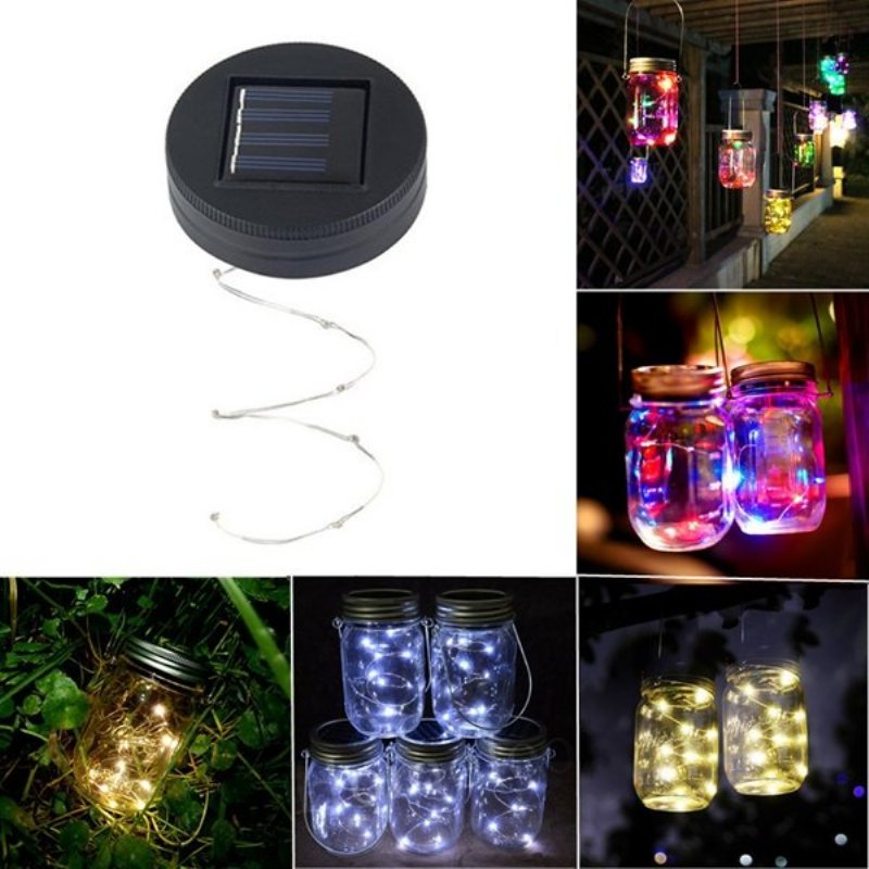 Zasilany Energią Słoneczną 2m 20 Diod Led Mason Jar Lid Fairy String Light Drut Lampa Do Wystroju Ogrodu