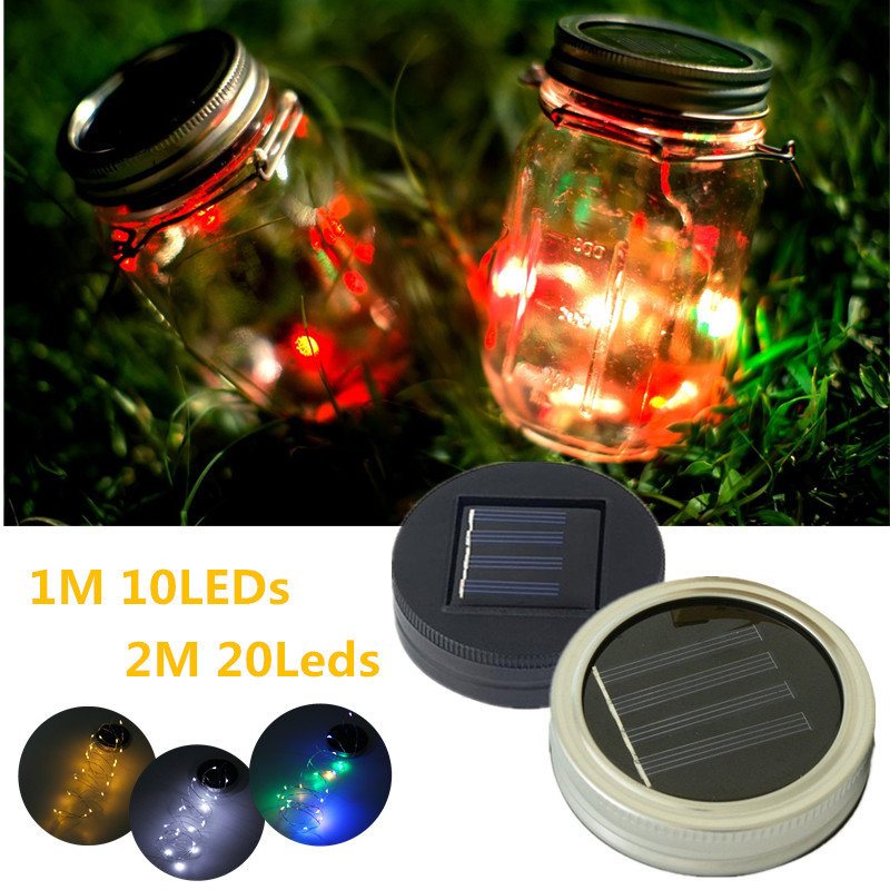 Zasilany Energią Słoneczną 2m 20 Diod Led Mason Jar Lid Fairy String Light Drut Lampa Do Wystroju Ogrodu