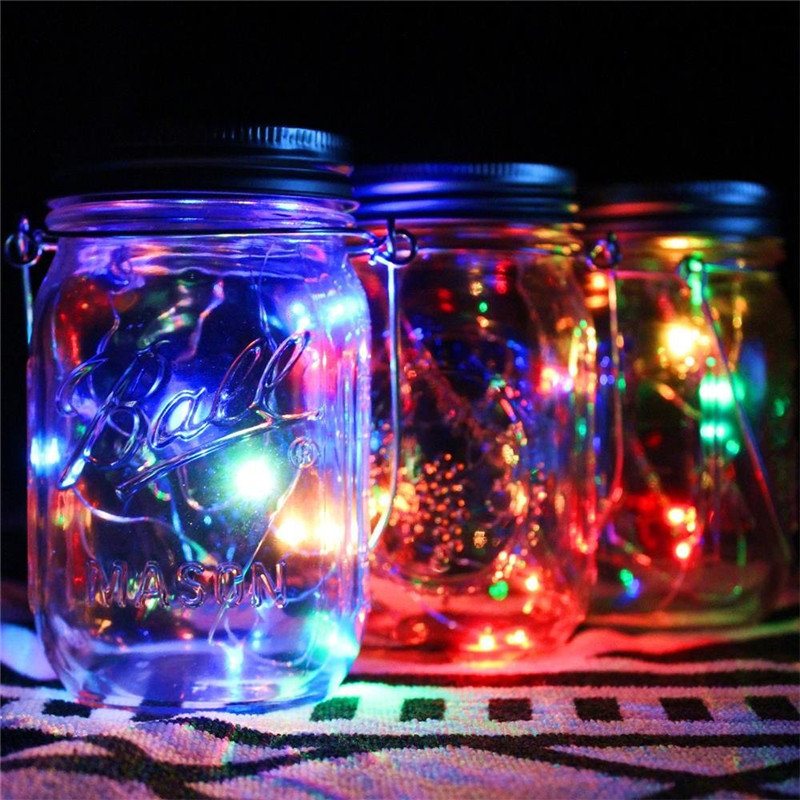 Zasilany Energią Słoneczną 2m 20 Diod Led Mason Jar Lid Fairy String Light Drut Lampa Do Wystroju Ogrodu