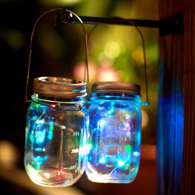 Zasilany Energią Słoneczną 2m 20 Diod Led Mason Jar Lid Fairy String Light Drut Lampa Do Wystroju Ogrodu