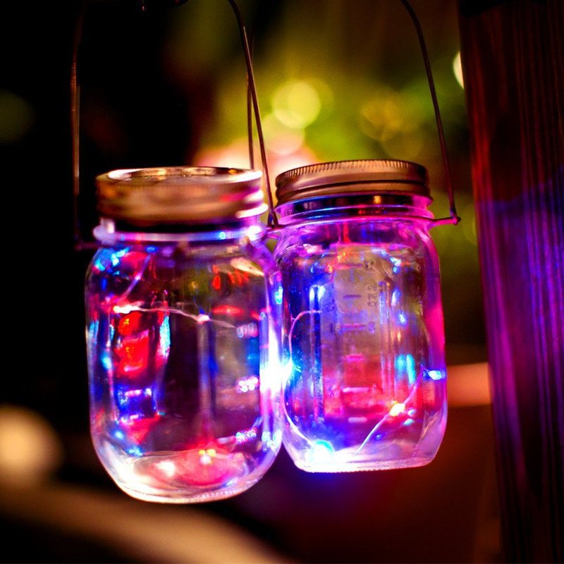 Zasilany Energią Słoneczną 2m 20 Diod Led Mason Jar Lid Fairy String Light Drut Lampa Do Wystroju Ogrodu