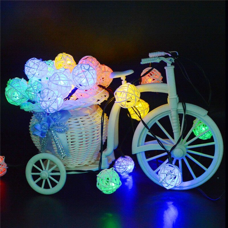 Zasilany Energią Słoneczną 5m 20 Diod Led Multicolor Rattan Ball String Light Na Wesele