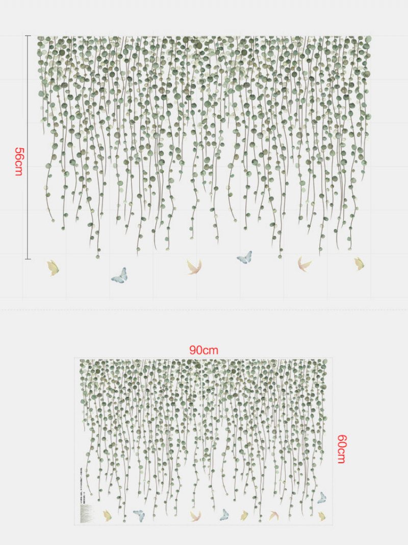 Zielone Gałęzie I Wzór Motyla Samoprzylepna Sypialnia Naklejka Do Salonu Ozdoby Do Dekoracji Wnętrz