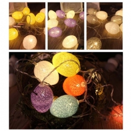 Jajko Wielkanocne String Lights Bawełniana Nić Zasilany Bateryjnie Led Egg Lampa Home Party Decor
