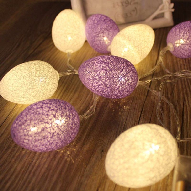 Jajko Wielkanocne String Lights Bawełniana Nić Zasilany Bateryjnie Led Egg Lampa Home Party Decor