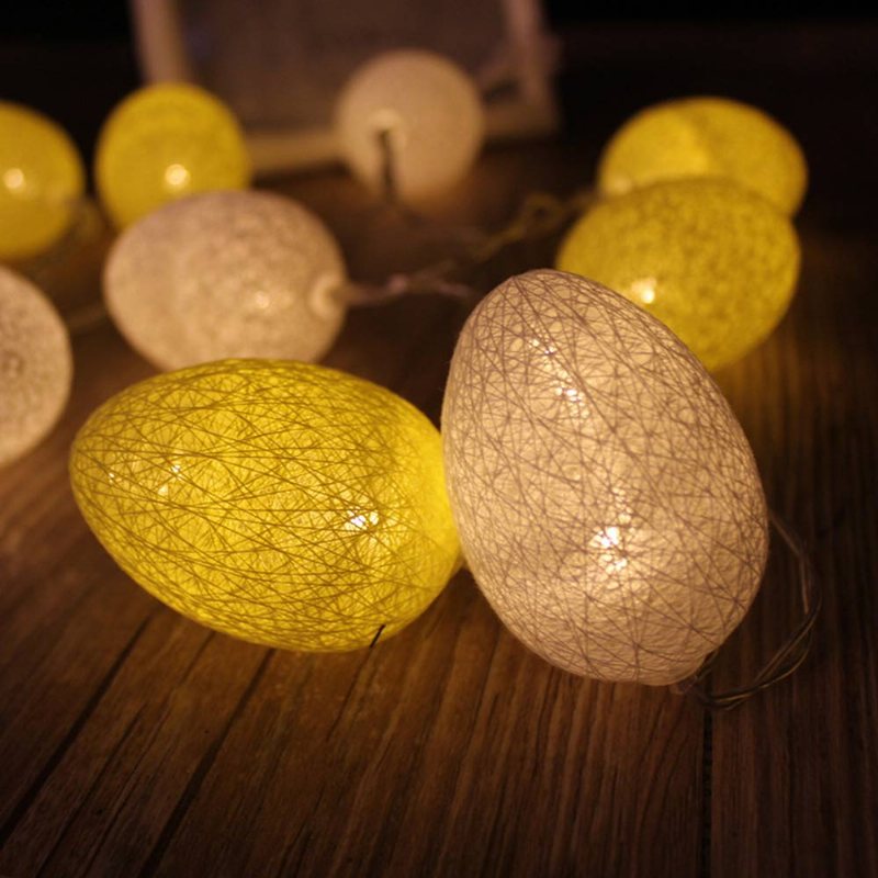 Jajko Wielkanocne String Lights Bawełniana Nić Zasilany Bateryjnie Led Egg Lampa Home Party Decor