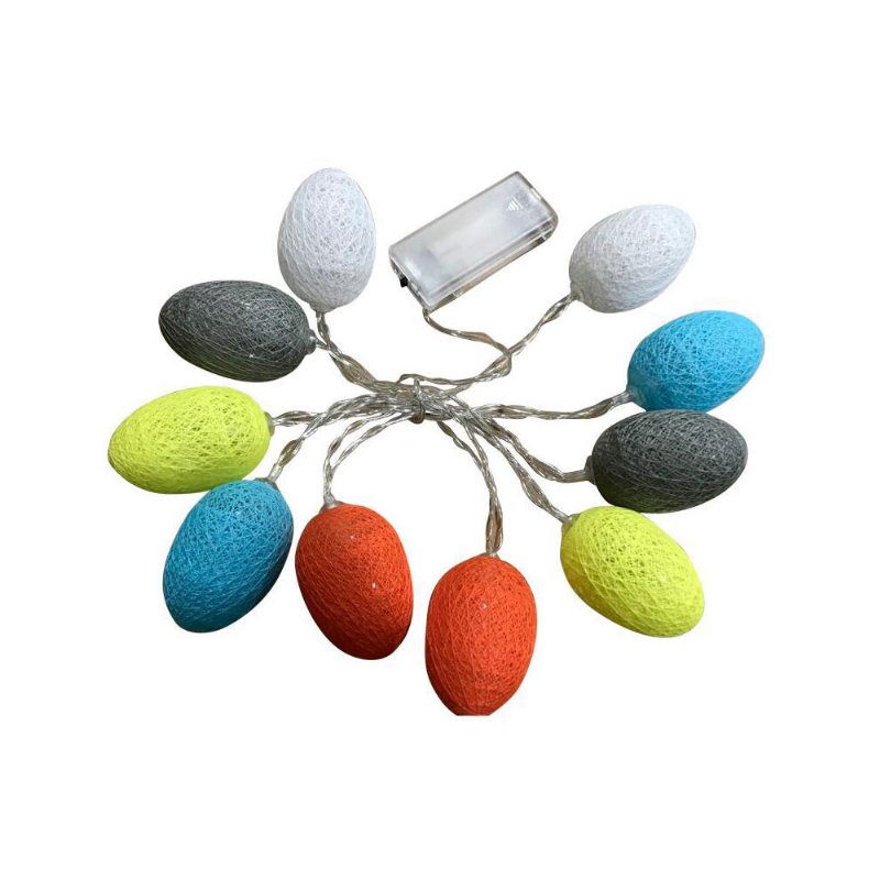 Jajko Wielkanocne String Lights Bawełniana Nić Zasilany Bateryjnie Led Egg Lampa Home Party Decor