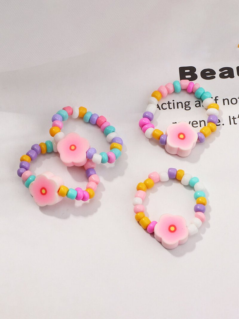 3/4 Szt. Krótkie Ins Flower Butterfly Love Yin Yang Gossip Millet Bead Resin Rings