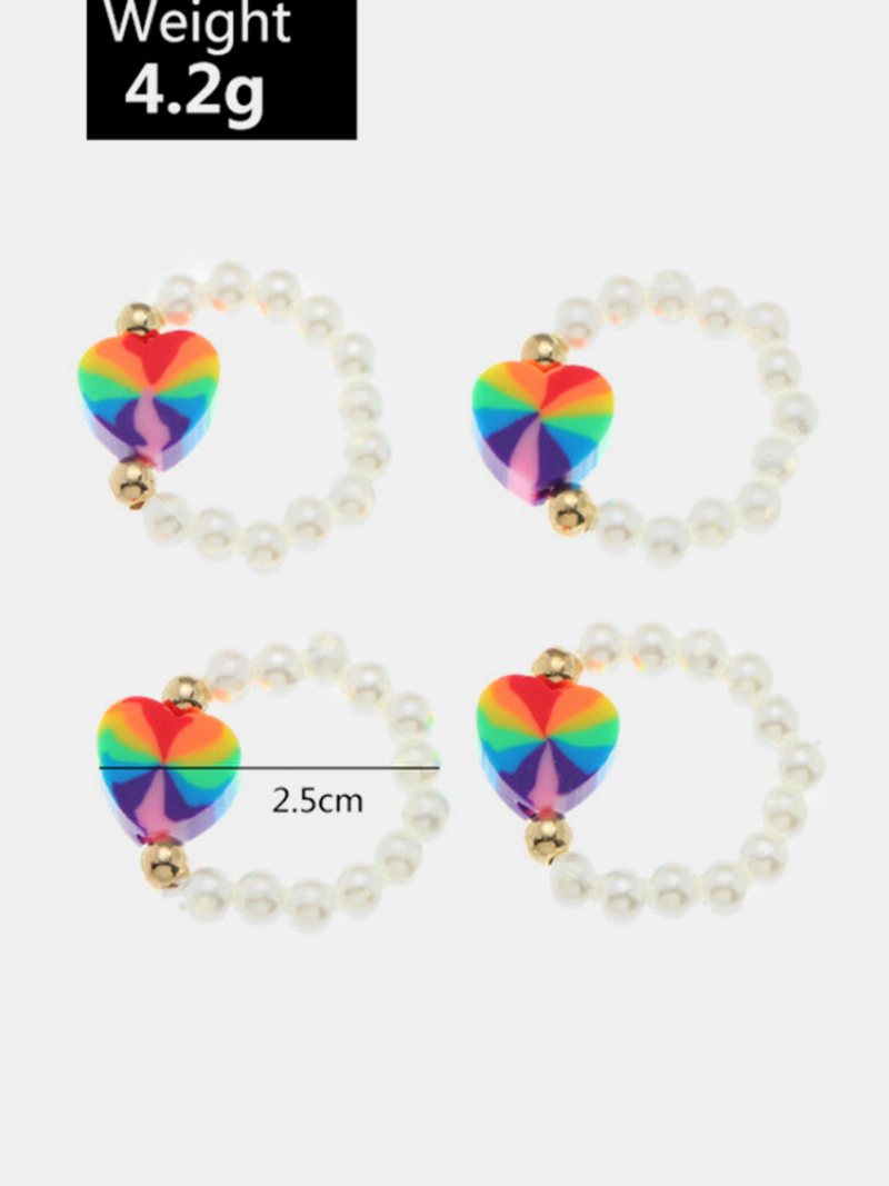 3/4 Szt. Krótkie Ins Flower Butterfly Love Yin Yang Gossip Millet Bead Resin Rings