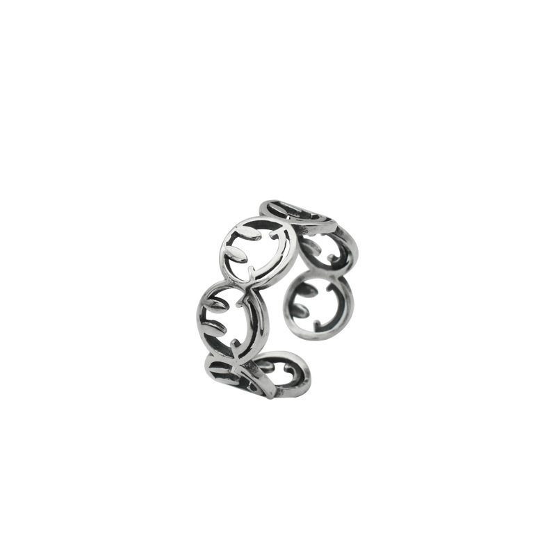 925 Sterling Silver Ring Retro Smiley Chic Osobowość Temperament Kobieta Uśmiech Srebrny Pierścionek