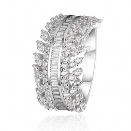 Damski Pełny Diament Sterling Silver Jewelry Ring 925 Round Cut Crystals Pierścionki Dla Kobiet