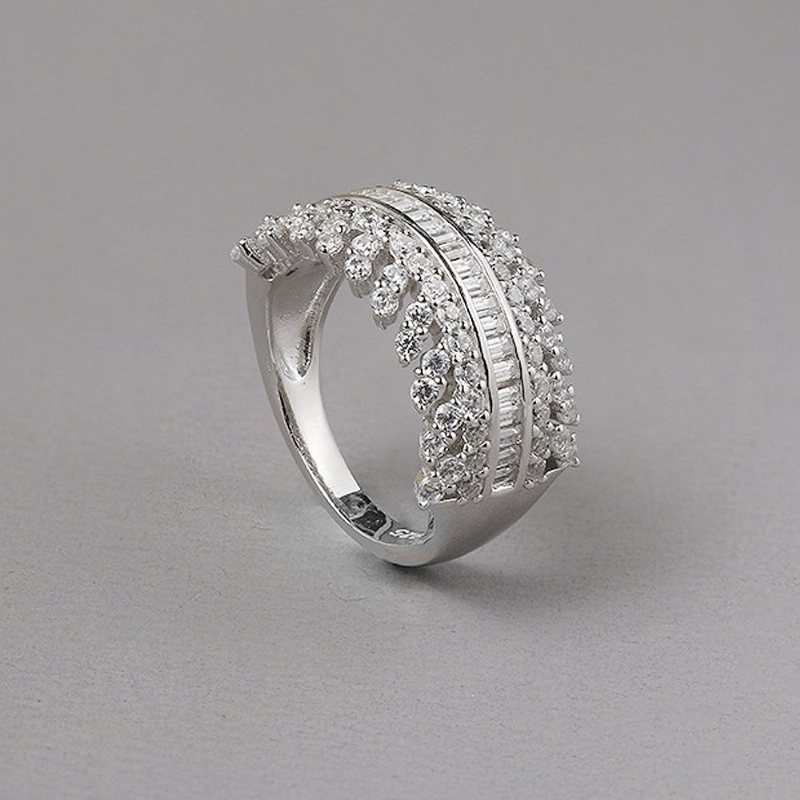 Damski Pełny Diament Sterling Silver Jewelry Ring 925 Round Cut Crystals Pierścionki Dla Kobiet