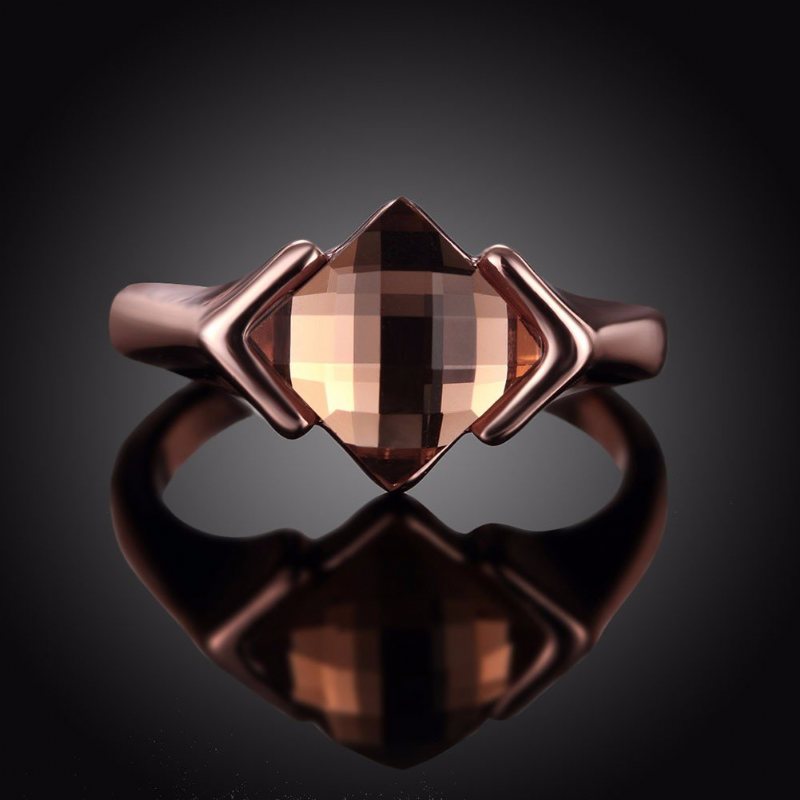 Luksusowy Pierścionek Zaręczynowy Ze Stopu Rhombus Glass Crystal Women Ring