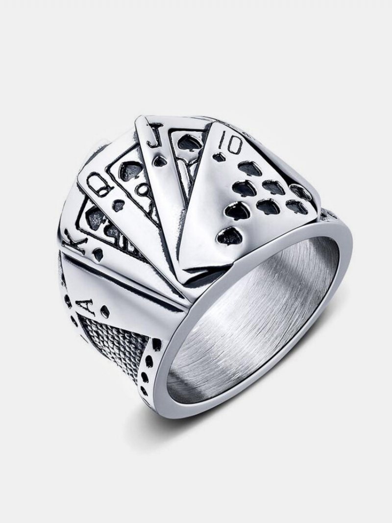 Modne Karty Do Gry Ze Stopu Tytanu Ze Stali Hip-hopowej Magician Poker Ring