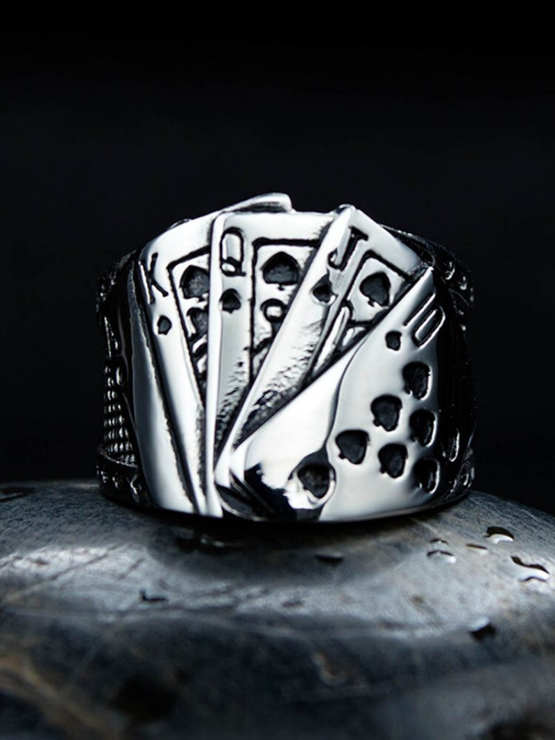 Modne Karty Do Gry Ze Stopu Tytanu Ze Stali Hip-hopowej Magician Poker Ring