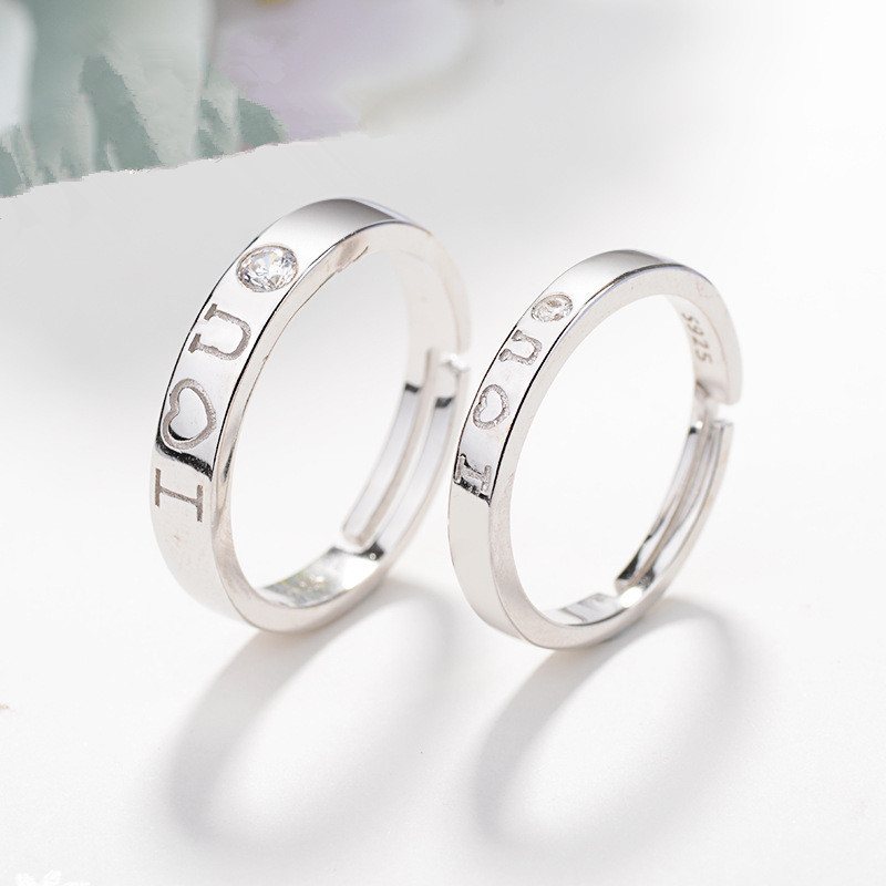 S925 Sterling Silver Couple Ring Proste Otwieranie Regulowany Pierścionek Dla Mężczyzn I Kobiet