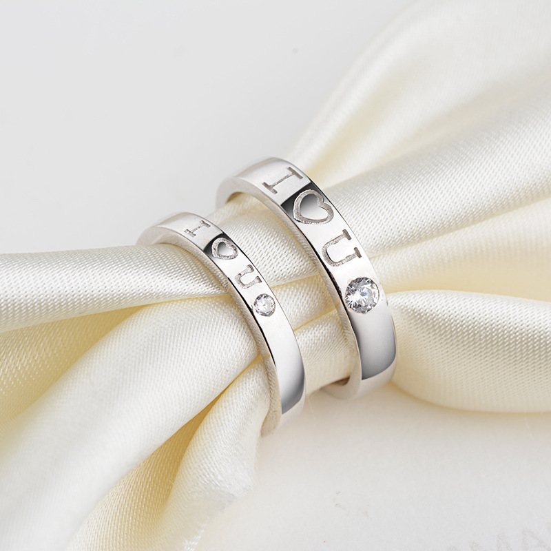 S925 Sterling Silver Couple Ring Proste Otwieranie Regulowany Pierścionek Dla Mężczyzn I Kobiet