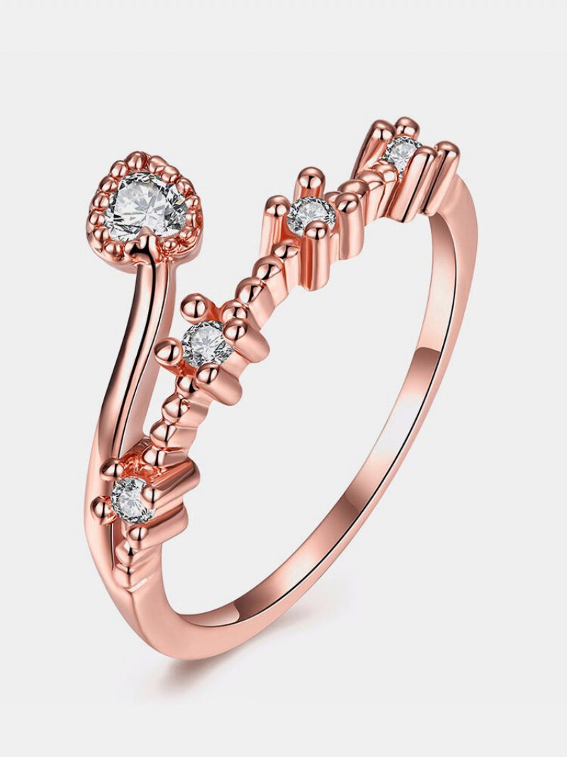 Słodki Luksusowy Pierścionek Rose Gold Heart Rhinestone Ring Dla Kobiet