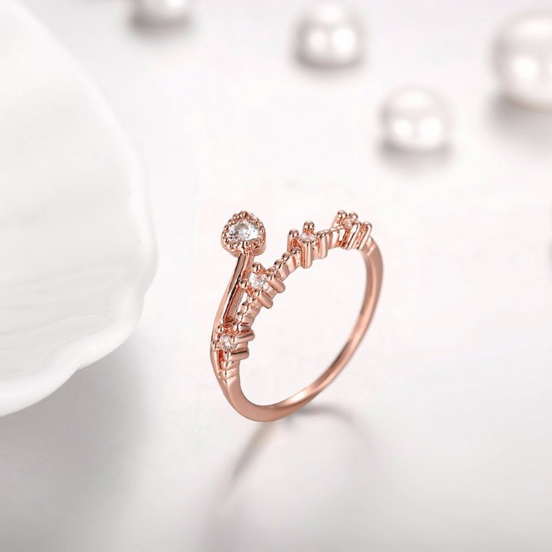 Słodki Luksusowy Pierścionek Rose Gold Heart Rhinestone Ring Dla Kobiet