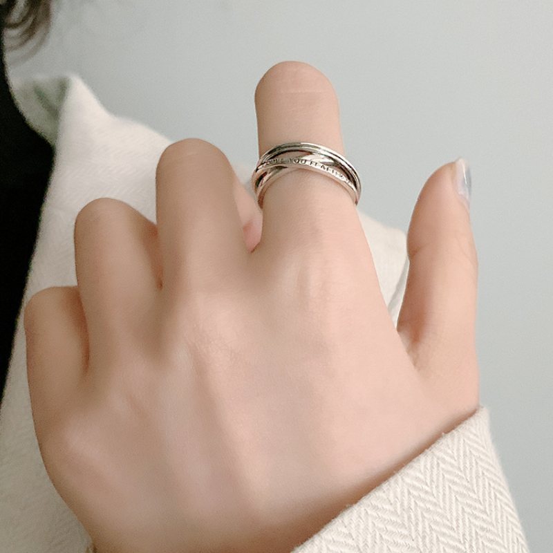 Temperament Trend Sterling Silver Ring Girls Prosty Srebrny Pierścionek Retro Old Fashion Jewelry