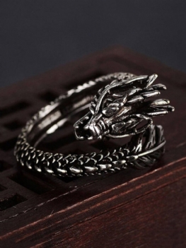 Vintage Animal Shape Men Ring Regulowany Otwarty Dragon Biżuteria Prezent