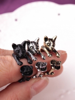 Vintage Animals-shape Women Ring Cute Cat Eat Fish Jewelry Gift