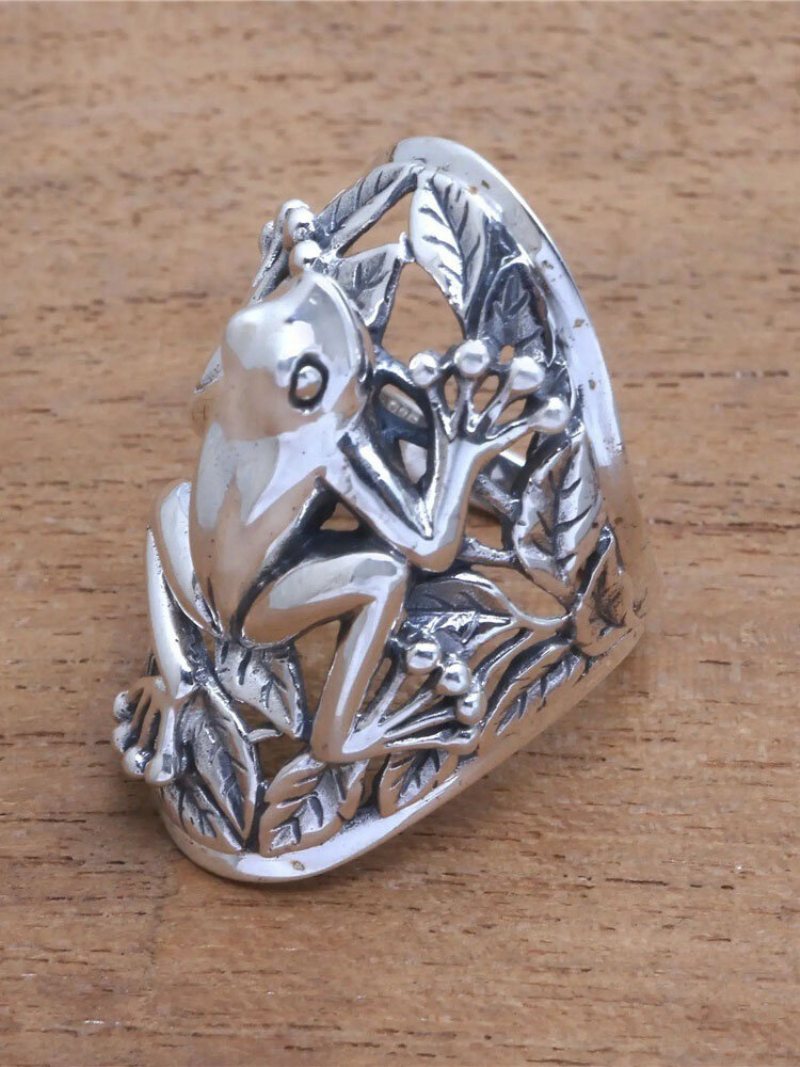 Vintage Metal 3d Hollow Frog Ring Zabawny Pierścionek Ze Zwierzęciem