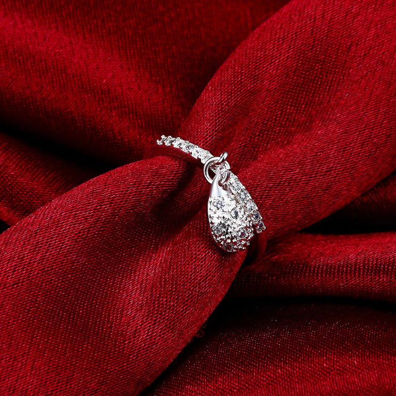 Yueyin Luksusowy Pierścionek Elegancki Wisiorek Z Kroplą Wody Tassel Ring