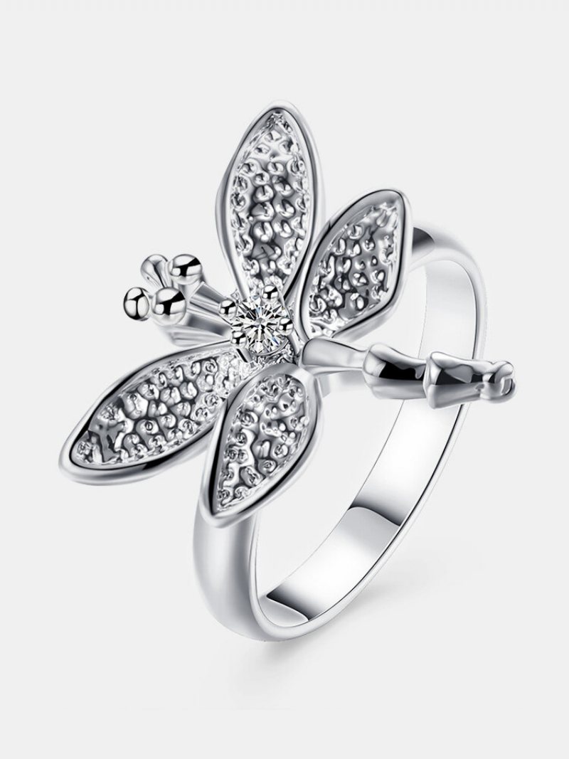 Yueyin Luksusowy Pierścionek Z Cyrkonią Dragonfly Women Ring Gift