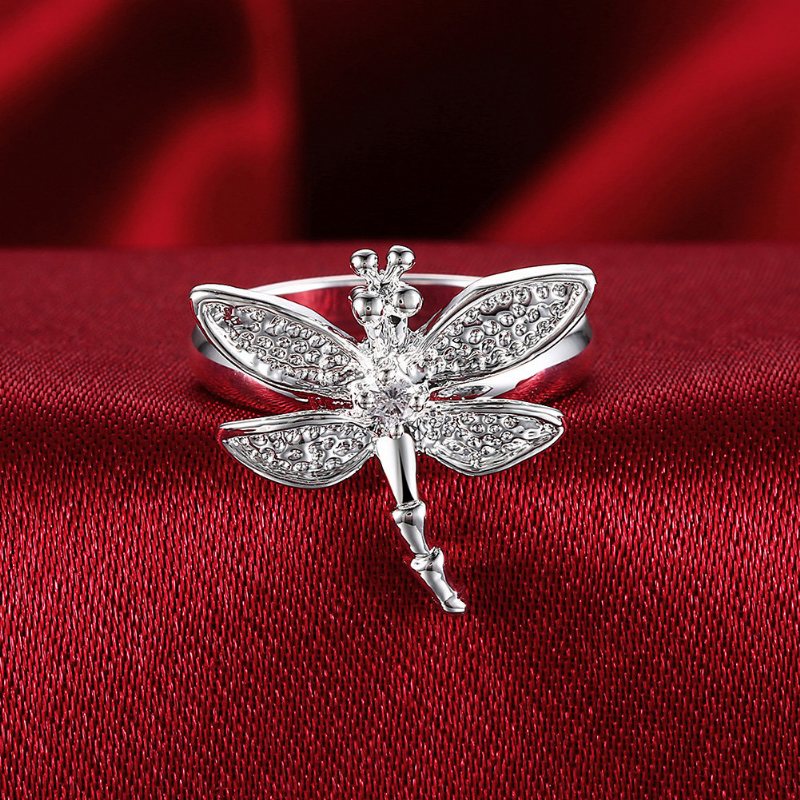 Yueyin Luksusowy Pierścionek Z Cyrkonią Dragonfly Women Ring Gift