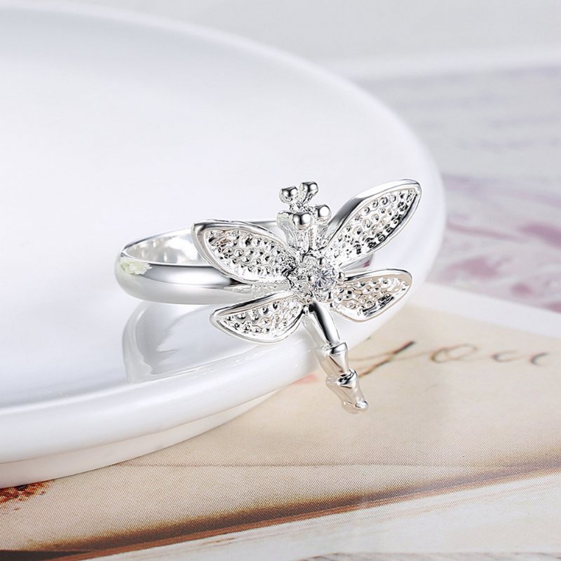 Yueyin Luksusowy Pierścionek Z Cyrkonią Dragonfly Women Ring Gift