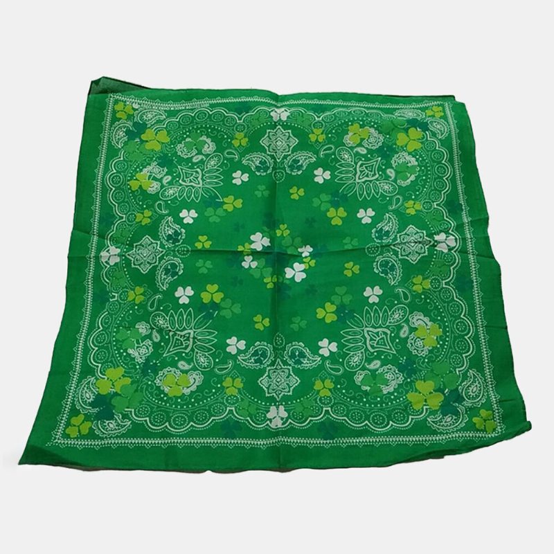 Chustka Z Koniczyny Na Dzień Świętego Patryka Bawełniana Zielona Shamrock Wzór Turban Square