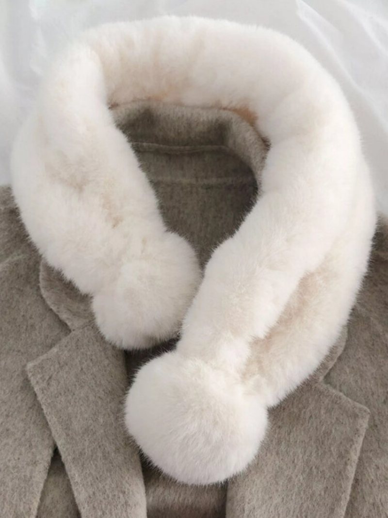 Kobiety Faux Rabbit Fur Plush Solid Color Fur Ball Dekoracja Miękkie Ciepło All-match Cross Scarf