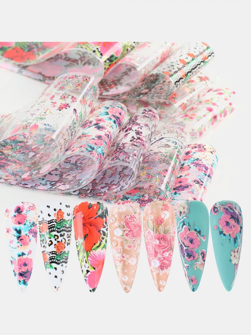 10 Szt. Naklejki Do Paznokci Rose Leopard Starry Sky Transfer Kalkomanie Manicure Tools