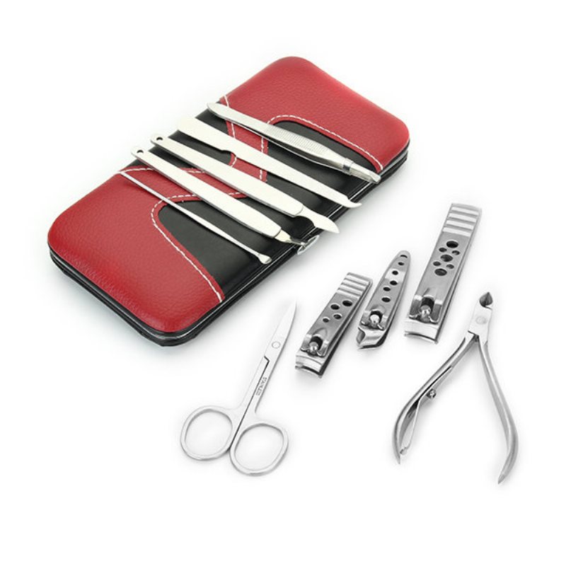 10 W 1 Zestaw Do Obcinania Paznokci Ze Stali Nierdzewnej Manicure Pedicure Ear Pickwith Red Case