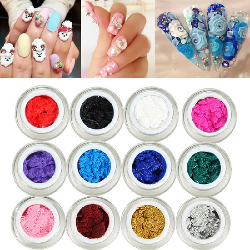 12 Kolorów 3d Carving Uv Gel Kit Rzeźba Nail Art Design Diy Manicure