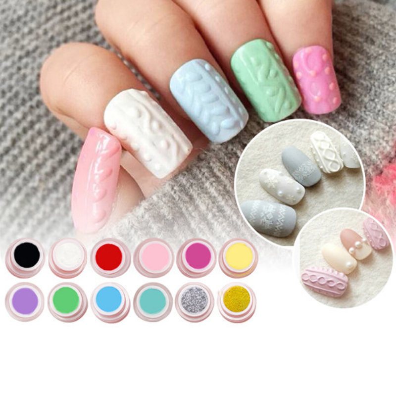 12 Kolorów 3d Rzeźbiony Lakier Żelowy Uv Builder Nail Art Ręcznie Malowany Obrazek Kreatywny Manicure